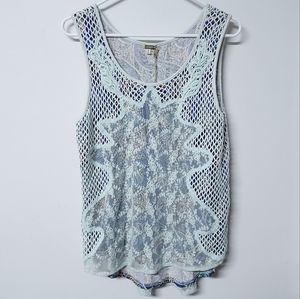 🦋 BKE Buckle boho 2 layer crochet mesh tank women's S/M NWT